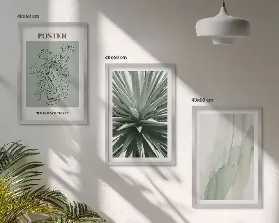 Wall art set with green plant patterns