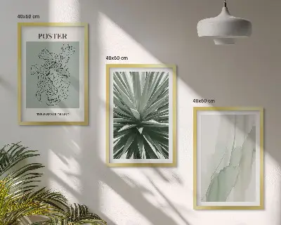 Wall art set with green plant patterns