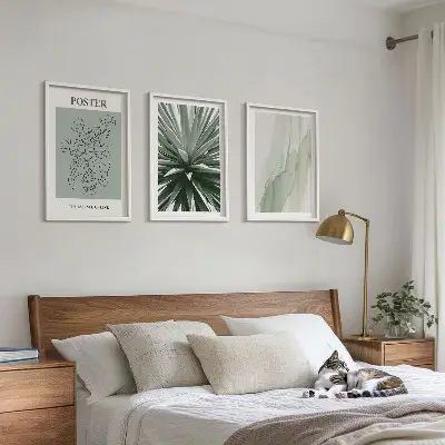 Wall art set with green plant patterns