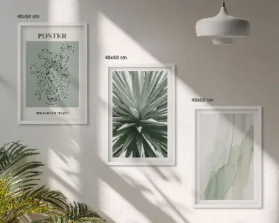 Wall art set with green plant patterns