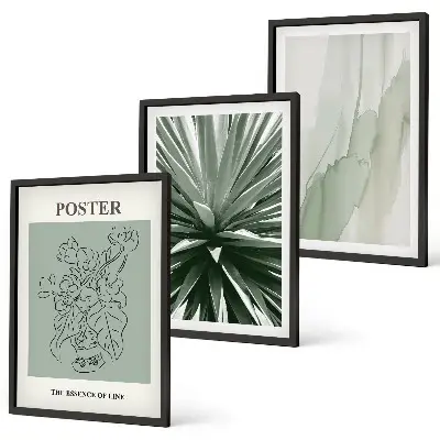Wall art set with green plant patterns