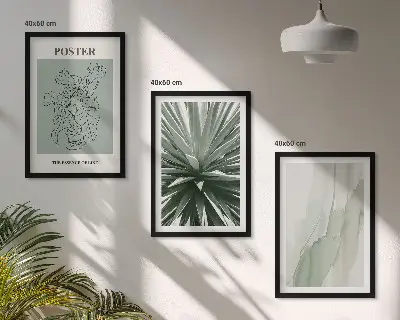 Wall art set with green plant patterns