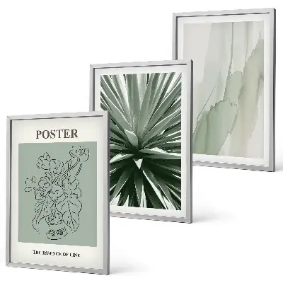 Wall art set with green plant patterns