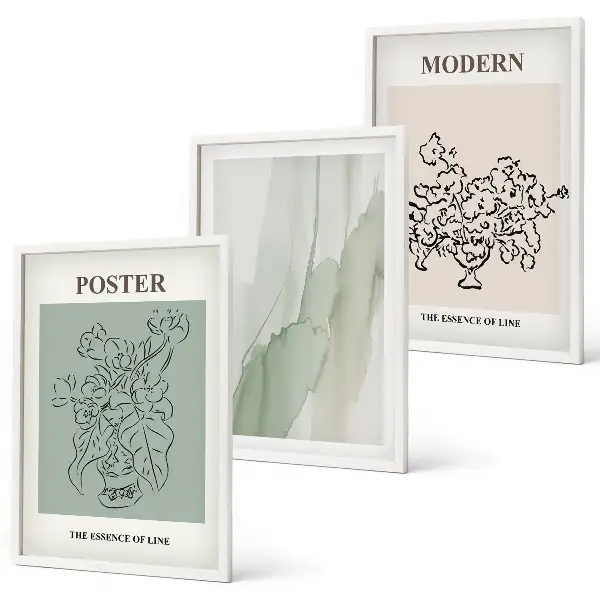 Flowers in a modern vase wall art three-piece set