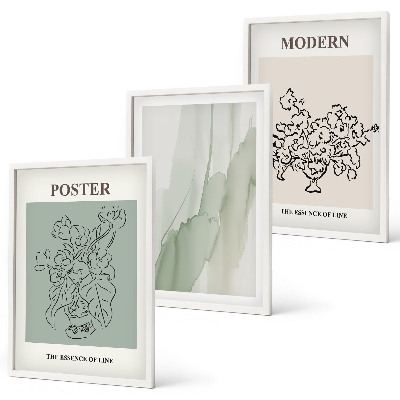 Three-piece wall art piece Flowers in a modern vase