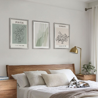 Three-piece wall art piece Flowers in a modern vase