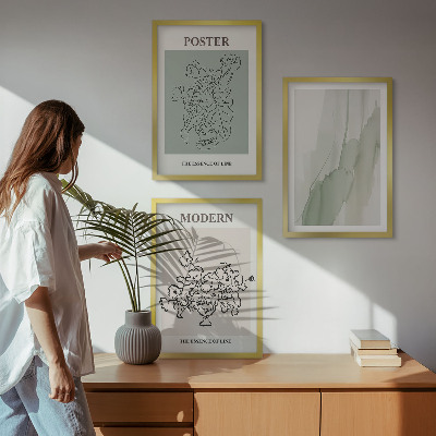 Three-piece wall art piece Flowers in a modern vase