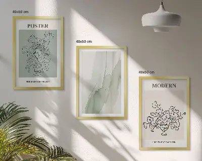 Flowers in a modern vase wall art three-piece set