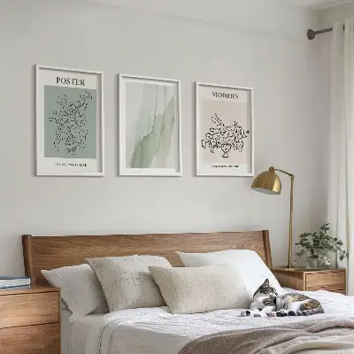 Flowers in a modern vase wall art three-piece set