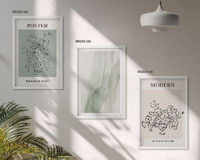 Three-piece wall art piece Flowers in a modern vase
