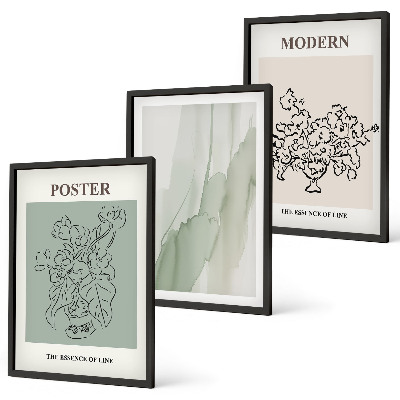 Three-piece wall art piece Flowers in a modern vase