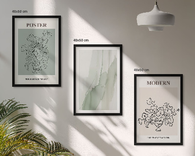 Three-piece wall art piece Flowers in a modern vase