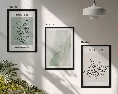 Flowers in a modern vase wall art three-piece set
