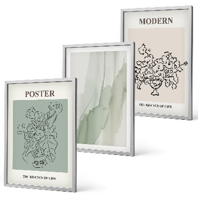 Three-piece wall art piece Flowers in a modern vase