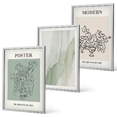 Flowers in a modern vase wall art three-piece set