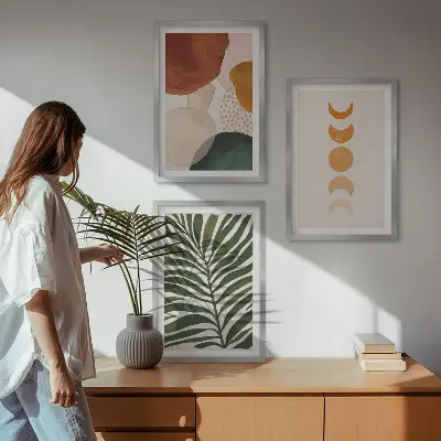 Three-piece wall art piece Abstract leaf shapes