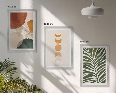 Three-piece wall art piece Abstract leaf shapes