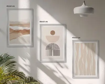 Wall art set featuring abstract landscape geometric nature designs
