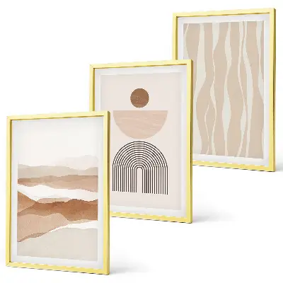 Wall art set featuring abstract landscape geometric nature designs