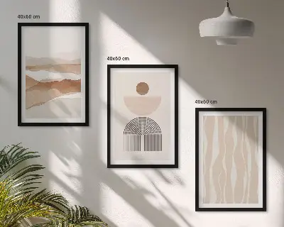 Wall art set featuring abstract landscape geometric nature designs