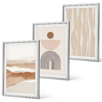 Wall art set featuring abstract landscape geometric nature designs