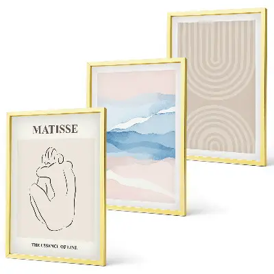 Wall art set Lines waves pastel minimalism