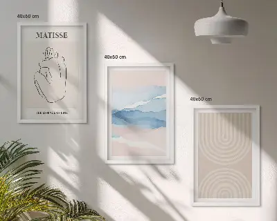 Wall art set Lines waves pastel minimalism