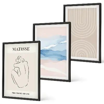 Wall art set Lines waves pastel minimalism