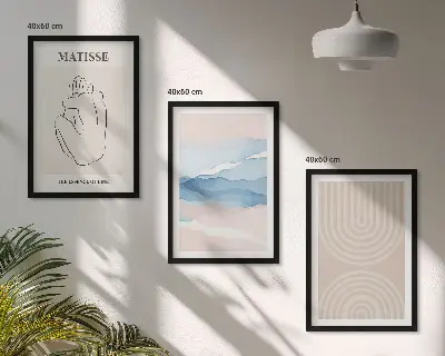 Wall art set Lines waves pastel minimalism