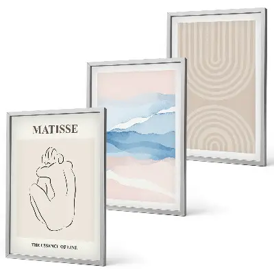 Wall art set minimalist pastel wavy lines