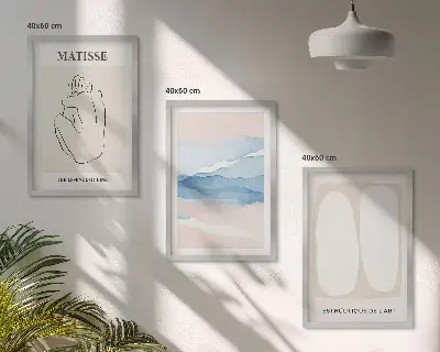 Three-piece abstract wall art set Matisse inspired forms