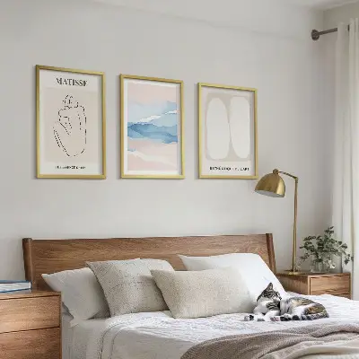 Three-piece abstract wall art set Matisse inspired forms