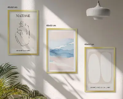 Three-piece abstract wall art set Matisse inspired forms