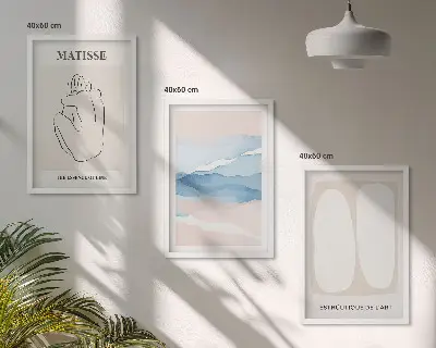 Three-piece abstract wall art set Matisse inspired forms