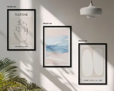 Three-piece abstract wall art set Matisse inspired forms