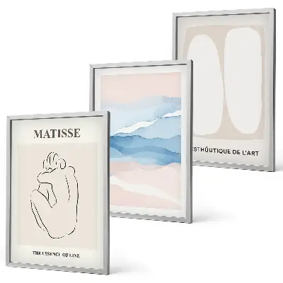Three-piece abstract wall art set Matisse inspired forms