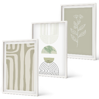 Wall art set Geometric plant patterns