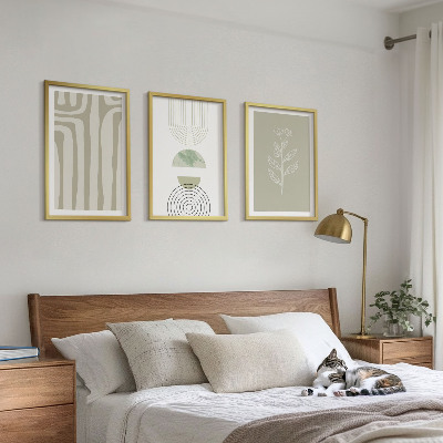 Wall art set Geometric plant patterns