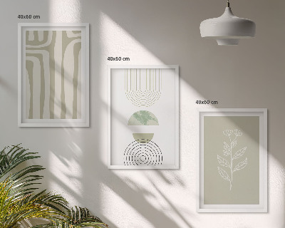 Wall art set Geometric plant patterns