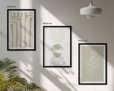 Wall art set Geometric plant patterns