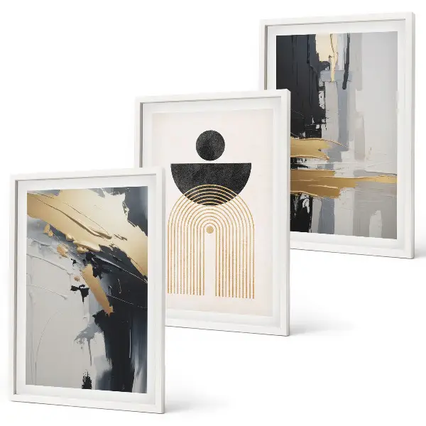 Three-piece wall art piece Abstract geometry elegance
