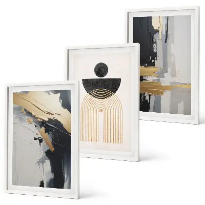 Three-piece wall art piece Abstract geometry elegance