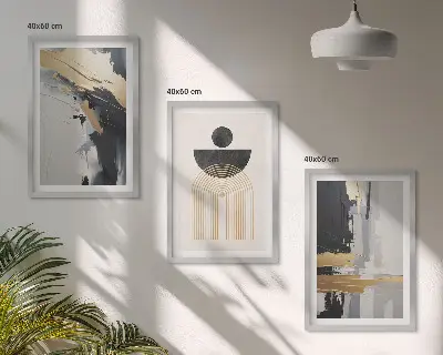 Three-piece geometric wall art abstract elegance design