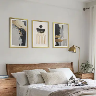 Three-piece geometric wall art abstract elegance design