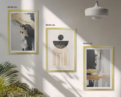 Three-piece geometric wall art abstract elegance design