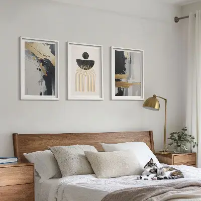 Three-piece geometric wall art abstract elegance design