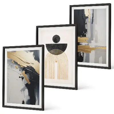 Three-piece wall art piece Abstract geometry elegance
