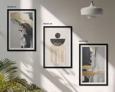 Three-piece wall art piece Abstract geometry elegance