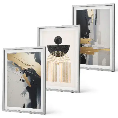 Three-piece wall art piece Abstract geometry elegance