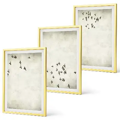 Set of 3 framed wall art pieces Minimalist bird painting
